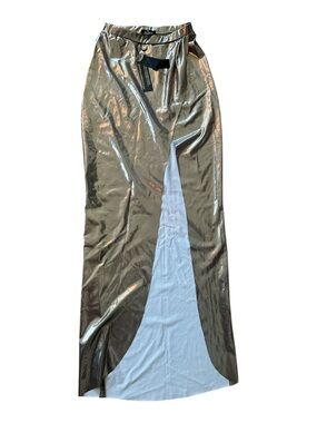 Sauvage Swimwear Metallic Gold Silver High-Slit‎ Skirt